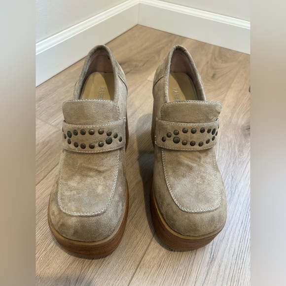 Vintage 90s Y2K Extra Chunky 1.5" Platform Suede Loafers Sz 8 - Picture 3 of 12